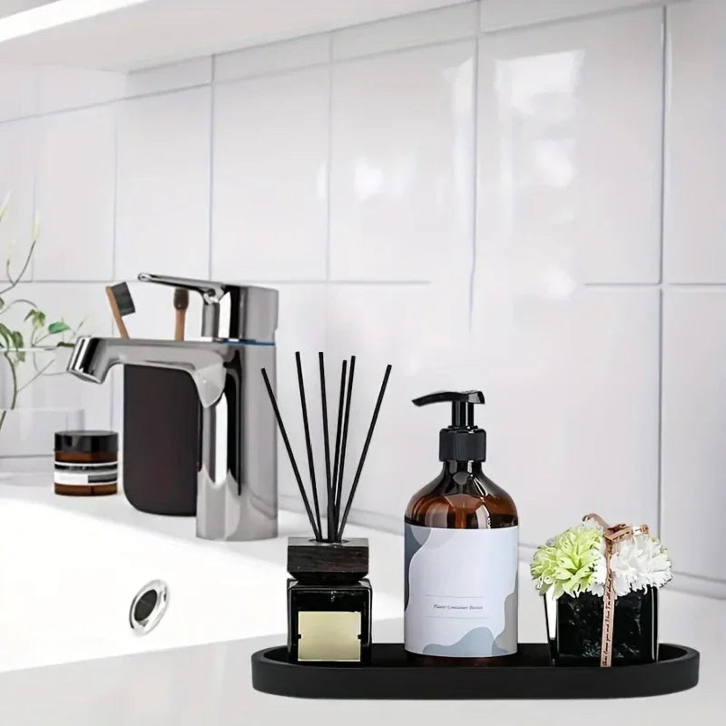 Vanity Tray - Bathroom Silicone Countertop Organizer
