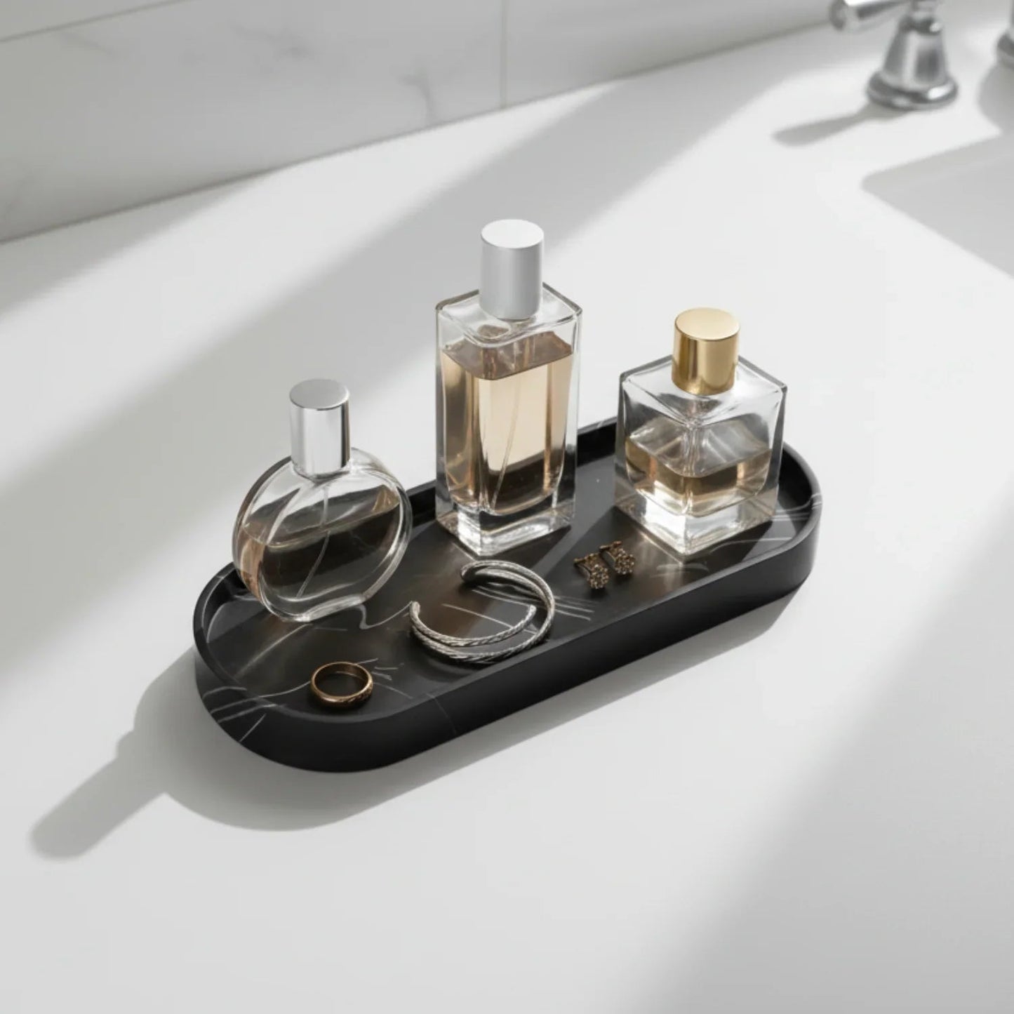 Vanity Tray - Bathroom Silicone Countertop Organizer