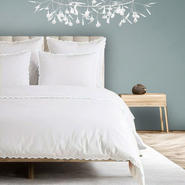 400TC Cotton Sateen Small Scallop Embroidery Duvet Cover Set
