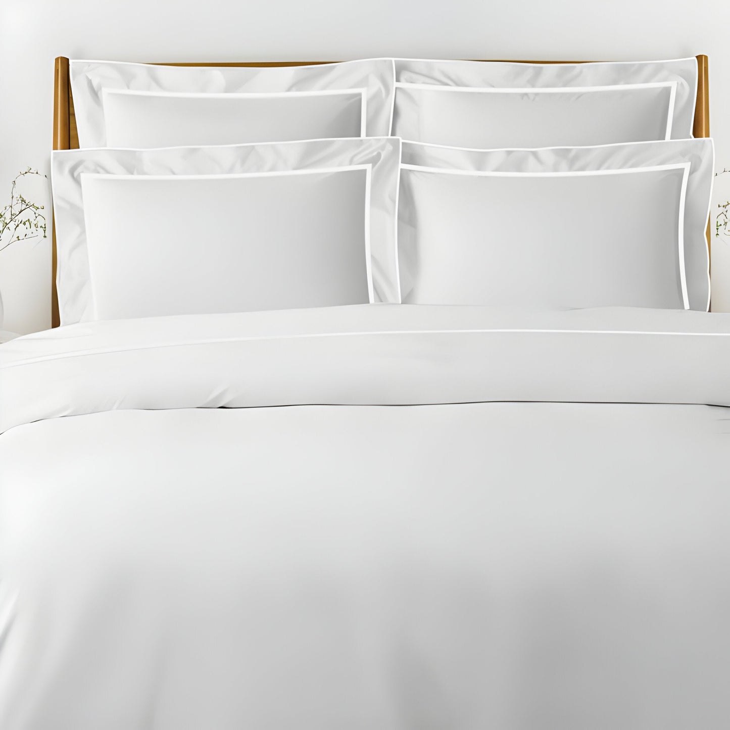 400TC Embroidery & Border Cotton Sateen Solid Duvet Cover Set
