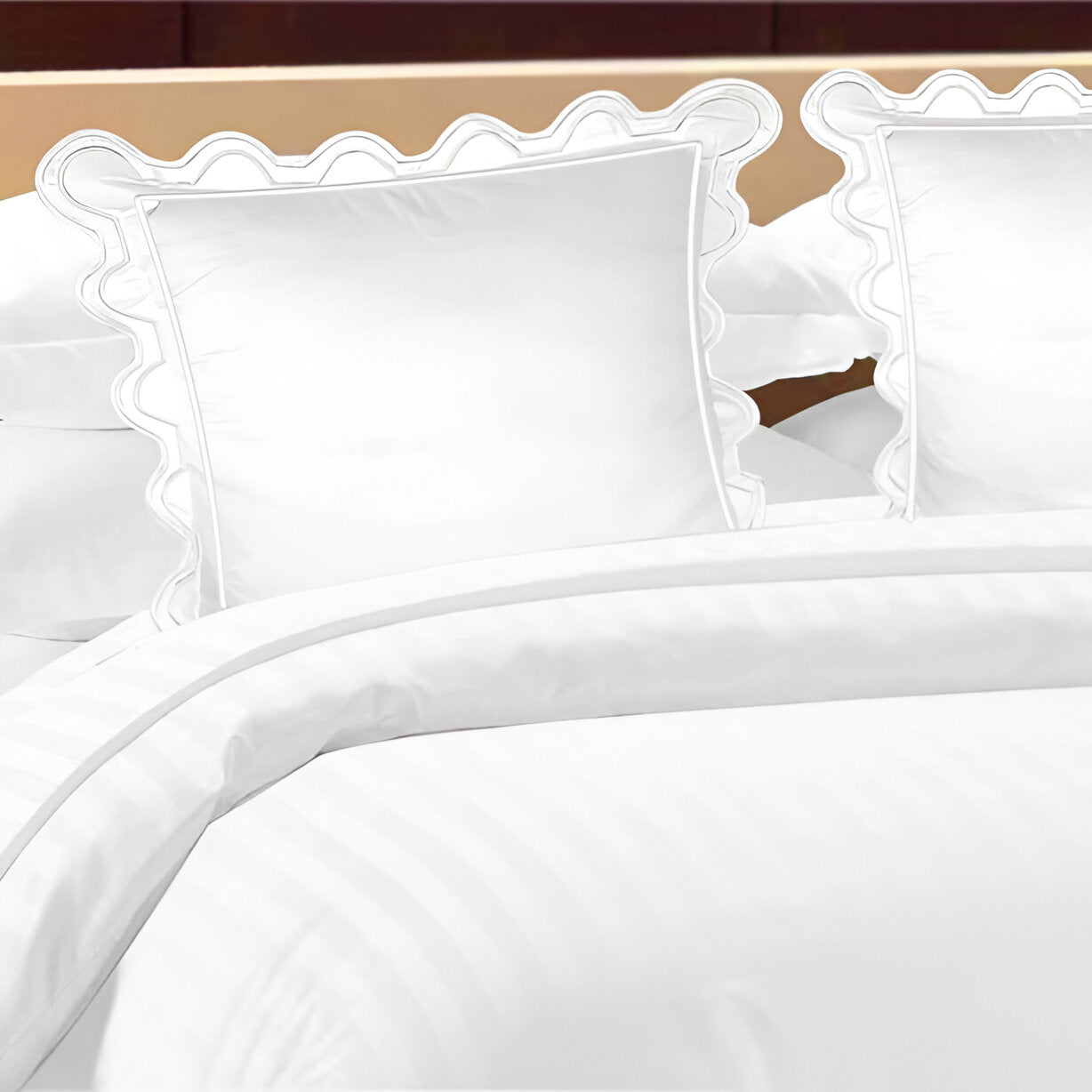 400TC U Shape Scallop Embroidery Cotton Duvet Cover Set