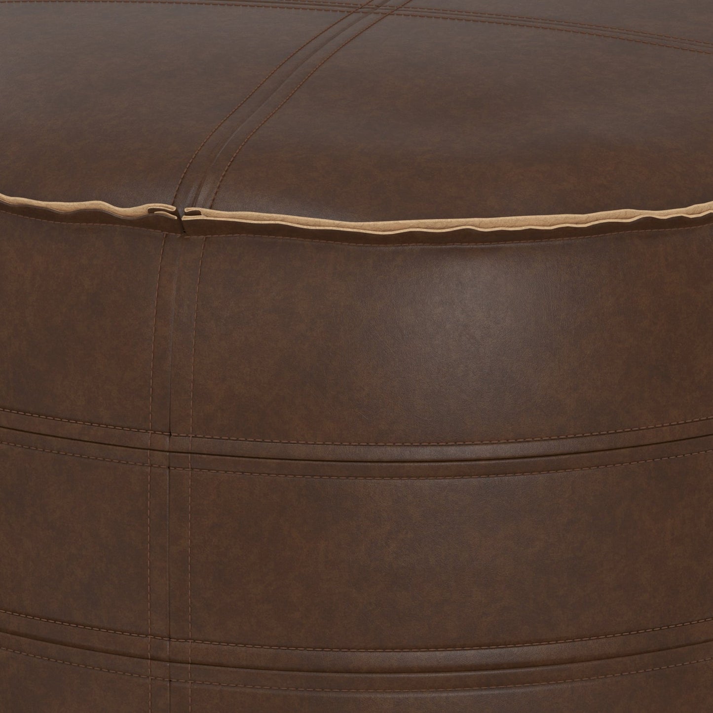 Brody 20 Inch Wide Round Pouf in Distressed