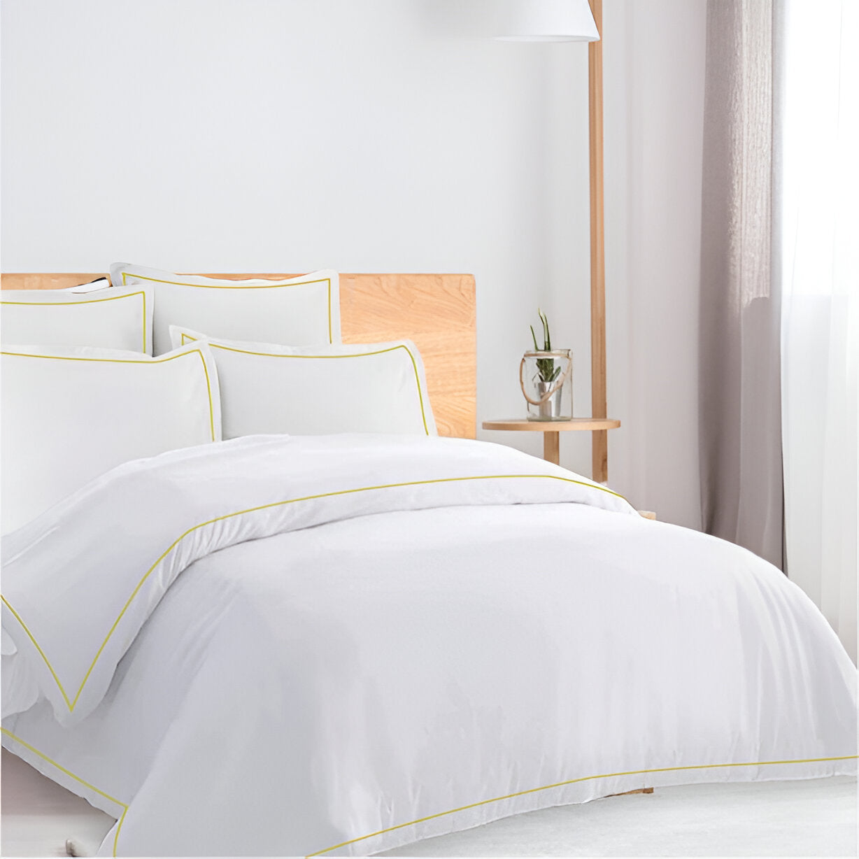 400TC Cotton Single Edge Embroidery Sateen Solid Duvet Cover Set