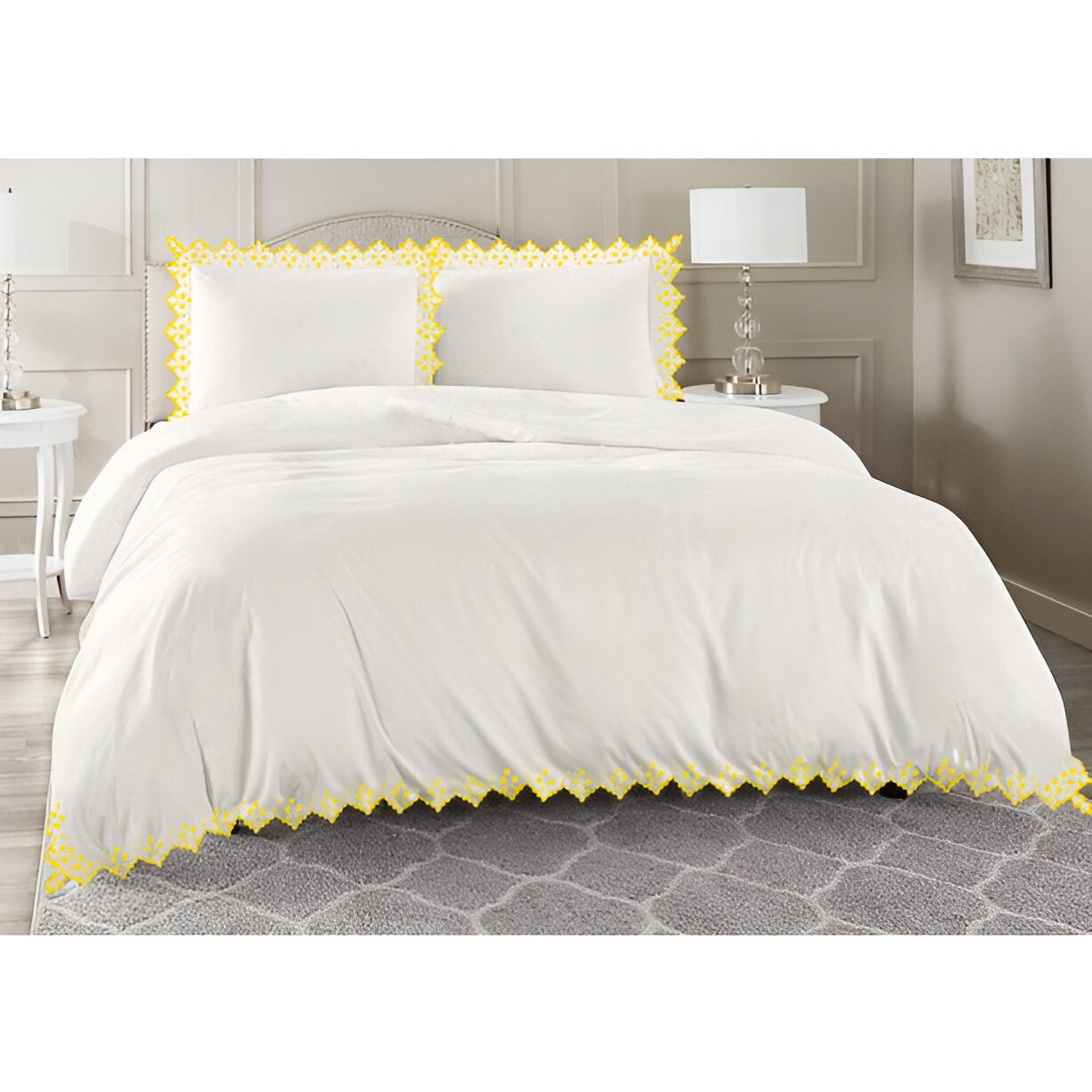 Elegant Flower Embroidered Duvet Cover Set