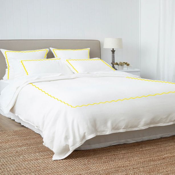 Ava 400TC Cotton Scallop Embroidery Sateen Solid Duvet Cover Set